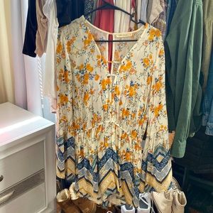 Patterned long sleeve romper